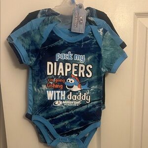 Mossy Oak Blue Fishing Theme Kids Bodysuit
